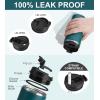 imageSUNWILL Travel Coffee Mug with Lid Leak Proof Tumbler Stainless Steel 16 oz Insulated Cup for Water Tea Ice Powder Coated IcebergPowder Coated Peacock Blue