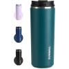 imageSUNWILL Travel Coffee Mug with Lid Leak Proof Tumbler Stainless Steel 16 oz Insulated Cup for Water Tea Ice Powder Coated IcebergPowder Coated Peacock Blue