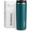 imageSUNWILL Travel Coffee Mug with Lid Leak Proof Tumbler Stainless Steel 16 oz Insulated Cup for Water Tea Ice Powder Coated IcebergPowder Coated Peacock Blue