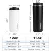 imageSUNWILL Travel Coffee Mug with Lid Leak Proof Tumbler Stainless Steel 16 oz Insulated Cup for Water Tea Ice Powder Coated IcebergPowder Coated White