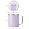 imageSUNWILL Travel Coffee Mugs Set of 4 Insulated Tumbler with Lid 14oz Stainless Steel Cup with Handle Bulk for Gift Camping Office Powder Coated Charcoal Royal Blue Magenta YellowPowder Coated Orchid
