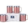 imageSUNWILL Travel Coffee Mugs Set of 4 Insulated Tumbler with Lid 14oz Stainless Steel Cup with Handle Bulk for Gift Camping Office Powder Coated Charcoal Royal Blue Magenta YellowRose Gold