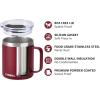 imageSUNWILL Travel Coffee Mugs Set of 4 Insulated Tumbler with Lid 14oz Stainless Steel Cup with Handle Bulk for Gift Camping Office Powder Coated Charcoal Royal Blue Magenta YellowPowder Coated Wine Red