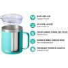 imageSUNWILL Travel Coffee Mugs Set of 4 Insulated Tumbler with Lid 14oz Stainless Steel Cup with Handle Bulk for Gift Camping Office Powder Coated Charcoal Royal Blue Magenta YellowPowder Coated Teal