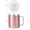 imageSUNWILL Travel Coffee Mugs Set of 4 Insulated Tumbler with Lid 14oz Stainless Steel Cup with Handle Bulk for Gift Camping Office Powder Coated Charcoal Royal Blue Magenta YellowCool Grey  Rose Gold