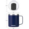 imageSUNWILL Travel Coffee Mugs Set of 4 Insulated Tumbler with Lid 14oz Stainless Steel Cup with Handle Bulk for Gift Camping Office Powder Coated Charcoal Royal Blue Magenta YellowPowder Coated Navy Blue  Wine Red