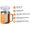 imageSUNWILL Travel Coffee Mugs Set of 4 Insulated Tumbler with Lid 14oz Stainless Steel Cup with Handle Bulk for Gift Camping Office Powder Coated Charcoal Royal Blue Magenta YellowPowder Coated Orange
