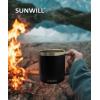 imageSUNWILL Travel Coffee Mugs Set of 4 Insulated Tumbler with Lid 14oz Stainless Steel Cup with Handle Bulk for Gift Camping Office Powder Coated Charcoal Royal Blue Magenta YellowPowder Coated Black