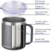 imageSUNWILL Travel Coffee Mugs Set of 4 Insulated Tumbler with Lid 14oz Stainless Steel Cup with Handle Bulk for Gift Camping Office Powder Coated Charcoal Royal Blue Magenta YellowPowder Coated Cool Grey