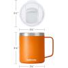 imageSUNWILL Travel Coffee Mugs Set of 4 Insulated Tumbler with Lid 14oz Stainless Steel Cup with Handle Bulk for Gift Camping Office Powder Coated Charcoal Royal Blue Magenta YellowPowder Coated Orange