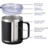 imageSUNWILL Travel Coffee Mugs Set of 4 Insulated Tumbler with Lid 14oz Stainless Steel Cup with Handle Bulk for Gift Camping Office Powder Coated Charcoal Royal Blue Magenta YellowPowder Coated Black