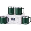 imageSUNWILL Travel Coffee Mugs Set of 4 Insulated Tumbler with Lid 14oz Stainless Steel Cup with Handle Bulk for Gift Camping Office Powder Coated Charcoal Royal Blue Magenta YellowPowder Coated Forest Green
