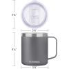 imageSUNWILL Travel Coffee Mugs Set of 4 Insulated Tumbler with Lid 14oz Stainless Steel Cup with Handle Bulk for Gift Camping Office Powder Coated Charcoal Royal Blue Magenta YellowPowder Coated Cool Grey