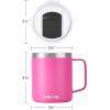 imageSUNWILL Travel Coffee Mugs Set of 4 Insulated Tumbler with Lid 14oz Stainless Steel Cup with Handle Bulk for Gift Camping Office Powder Coated Charcoal Royal Blue Magenta YellowPowder Coated Magenta