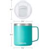 imageSUNWILL Travel Coffee Mugs Set of 4 Insulated Tumbler with Lid 14oz Stainless Steel Cup with Handle Bulk for Gift Camping Office Powder Coated Charcoal Royal Blue Magenta YellowPowder Coated Teal