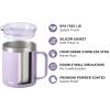 imageSUNWILL Travel Coffee Mugs Set of 4 Insulated Tumbler with Lid 14oz Stainless Steel Cup with Handle Bulk for Gift Camping Office Powder Coated Charcoal Royal Blue Magenta YellowPowder Coated Orchid
