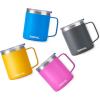 imageSUNWILL Travel Coffee Mugs Set of 4 Insulated Tumbler with Lid 14oz Stainless Steel Cup with Handle Bulk for Gift Camping Office Powder Coated Charcoal Royal Blue Magenta YellowPowder Coated Charcoal  Royal Blue  Magenta  Yellow
