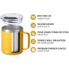 imageSUNWILL Travel Coffee Mugs Set of 4 Insulated Tumbler with Lid 14oz Stainless Steel Cup with Handle Bulk for Gift Camping Office Powder Coated Charcoal Royal Blue Magenta YellowPowder Coated Yellow
