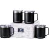 imageSUNWILL Travel Coffee Mugs Set of 4 Insulated Tumbler with Lid 14oz Stainless Steel Cup with Handle Bulk for Gift Camping Office Powder Coated Charcoal Royal Blue Magenta YellowPowder Coated Black
