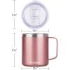 imageSUNWILL Travel Coffee Mugs Set of 4 Insulated Tumbler with Lid 14oz Stainless Steel Cup with Handle Bulk for Gift Camping Office Powder Coated Charcoal Royal Blue Magenta YellowRose Gold
