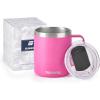 imageSUNWILL Travel Coffee Mugs Set of 4 Insulated Tumbler with Lid 14oz Stainless Steel Cup with Handle Bulk for Gift Camping Office Powder Coated Charcoal Royal Blue Magenta YellowPowder Coated Magenta