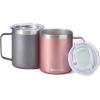 imageSUNWILL Travel Coffee Mugs Set of 4 Insulated Tumbler with Lid 14oz Stainless Steel Cup with Handle Bulk for Gift Camping Office Powder Coated Charcoal Royal Blue Magenta YellowCool Grey  Rose Gold