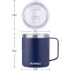 imageSUNWILL Travel Coffee Mugs Set of 4 Insulated Tumbler with Lid 14oz Stainless Steel Cup with Handle Bulk for Gift Camping Office Powder Coated Charcoal Royal Blue Magenta YellowPowder Coated Navy Blue