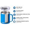 imageSUNWILL Travel Coffee Mugs Set of 4 Insulated Tumbler with Lid 14oz Stainless Steel Cup with Handle Bulk for Gift Camping Office Powder Coated Charcoal Royal Blue Magenta YellowPowder Coated Royal Blue