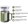 imageSUNWILL Travel Coffee Mugs Set of 4 Insulated Tumbler with Lid 14oz Stainless Steel Cup with Handle Bulk for Gift Camping Office Powder Coated Charcoal Royal Blue Magenta YellowPowder Coated Olive
