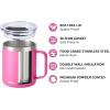 imageSUNWILL Travel Coffee Mugs Set of 4 Insulated Tumbler with Lid 14oz Stainless Steel Cup with Handle Bulk for Gift Camping Office Powder Coated Charcoal Royal Blue Magenta YellowPowder Coated Magenta