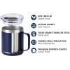 imageSUNWILL Travel Coffee Mugs Set of 4 Insulated Tumbler with Lid 14oz Stainless Steel Cup with Handle Bulk for Gift Camping Office Powder Coated Charcoal Royal Blue Magenta YellowPowder Coated Navy Blue  Wine Red