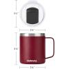imageSUNWILL Travel Coffee Mugs Set of 4 Insulated Tumbler with Lid 14oz Stainless Steel Cup with Handle Bulk for Gift Camping Office Powder Coated Charcoal Royal Blue Magenta YellowPowder Coated Wine Red