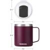 imageSUNWILL Travel Coffee Mugs Set of 4 Insulated Tumbler with Lid 14oz Stainless Steel Cup with Handle Bulk for Gift Camping Office Powder Coated Charcoal Royal Blue Magenta YellowPowder Coated Plum