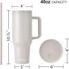 imageSUNWILL Travel Coffee Tumbler with Lid and Straw 40 oz Tumbler with Handle Tumbler Cups Insulated Reusable Stainless Steel Coffee Mug for Office and Home Cupholder Friendly Almond