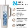 imageSUNWILL Travel Coffee Tumbler with Lid and Straw 40 oz Tumbler with Handle Tumbler Cups Insulated Reusable Stainless Steel Coffee Mug for Office and Home Cupholder Friendly Almond