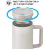 imageSUNWILL Travel Coffee Tumbler with Lid and Straw 40 oz Tumbler with Handle Tumbler Cups Insulated Reusable Stainless Steel Coffee Mug for Office and Home Cupholder Friendly Almond