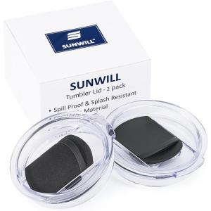 imageLid for SUNWILL 14oz Mugs and 20oz Tumblers Only Spill and Splash Resistant Sliding Covers Replacement 2 Pack Black ampamp Light Gray Straw Friendly BPA FreeBlack
