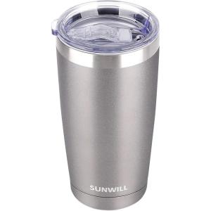 imageSUNWILL Travel Coffee Mug with Lid 20 oz Tumbler Set of 2 Insulated Stainless Steel Cup for Water Tea Powder Coated Sakura ampamp MintCool Gray