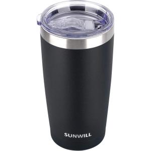 imageSUNWILL Travel Coffee Mug with Lid 20 oz Tumbler Set of 2 Insulated Stainless Steel Cup for Water Tea Powder Coated Sakura ampamp MintPowder Coated Black