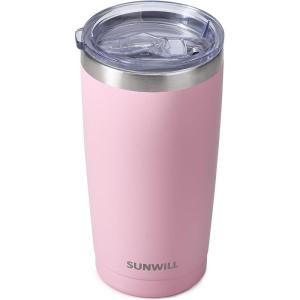 imageSUNWILL Travel Coffee Mug with Lid 20 oz Tumbler Set of 2 Insulated Stainless Steel Cup for Water Tea Powder Coated Sakura ampamp MintPowder Coated Sakura
