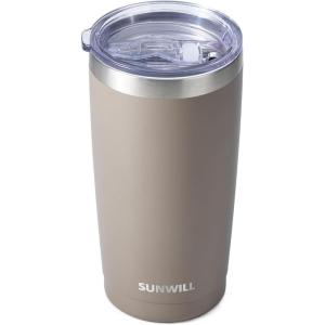imageSUNWILL Travel Coffee Mug with Lid 20 oz Tumbler Set of 2 Insulated Stainless Steel Cup for Water Tea Powder Coated Sakura ampamp MintPowder Coated Taupe