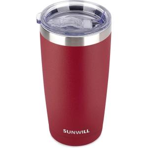 imageSUNWILL Travel Coffee Mug with Lid 20 oz Tumbler Set of 2 Insulated Stainless Steel Cup for Water Tea Powder Coated Sakura ampamp MintPowder Coated Wine
