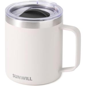 imageSUNWILL Travel Coffee Mugs Set of 4 Insulated Tumbler with Lid 14oz Stainless Steel Cup with Handle Bulk for Gift Camping Office Powder Coated Charcoal Royal Blue Magenta YellowPowder Coated Cream