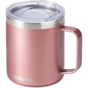 imageSUNWILL Travel Coffee Mugs Set of 4 Insulated Tumbler with Lid 14oz Stainless Steel Cup with Handle Bulk for Gift Camping Office Powder Coated Charcoal Royal Blue Magenta YellowRose Gold