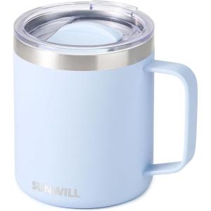 imageSUNWILL Travel Coffee Mugs Set of 4 Insulated Tumbler with Lid 14oz Stainless Steel Cup with Handle Bulk for Gift Camping Office Powder Coated Charcoal Royal Blue Magenta YellowPowder Coated Iceberg