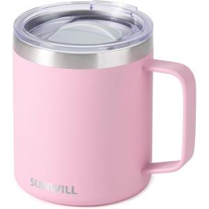 imageSUNWILL Travel Coffee Mugs Set of 4 Insulated Tumbler with Lid 14oz Stainless Steel Cup with Handle Bulk for Gift Camping Office Powder Coated Charcoal Royal Blue Magenta YellowPowder Coated Sakura