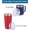 imageLid for SUNWILL 14oz Mugs and 20oz Tumblers Only Spill and Splash Resistant Sliding Covers Replacement 2 Pack Straw Friendly BPA Free