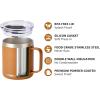 imageSUNWILL Travel Coffee Mugs Set of 4 Insulated Tumbler with Lid 14 oz Stainless Steel Cup with Handle Bulk for Gift Camping Office Powder Coated Orchid Iceberg Mint SakuraPowder Coated Caramel