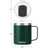 imageSUNWILL Travel Coffee Mugs Set of 4 Insulated Tumbler with Lid 14 oz Stainless Steel Cup with Handle Bulk for Gift Camping Office Powder Coated Orchid Iceberg Mint SakuraPowder Coated Forest Green  Plum