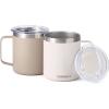 imageSUNWILL Travel Coffee Mugs Set of 4 Insulated Tumbler with Lid 14 oz Stainless Steel Cup with Handle Bulk for Gift Camping Office Powder Coated Orchid Iceberg Mint SakuraPowder Coated Cream  Taupe